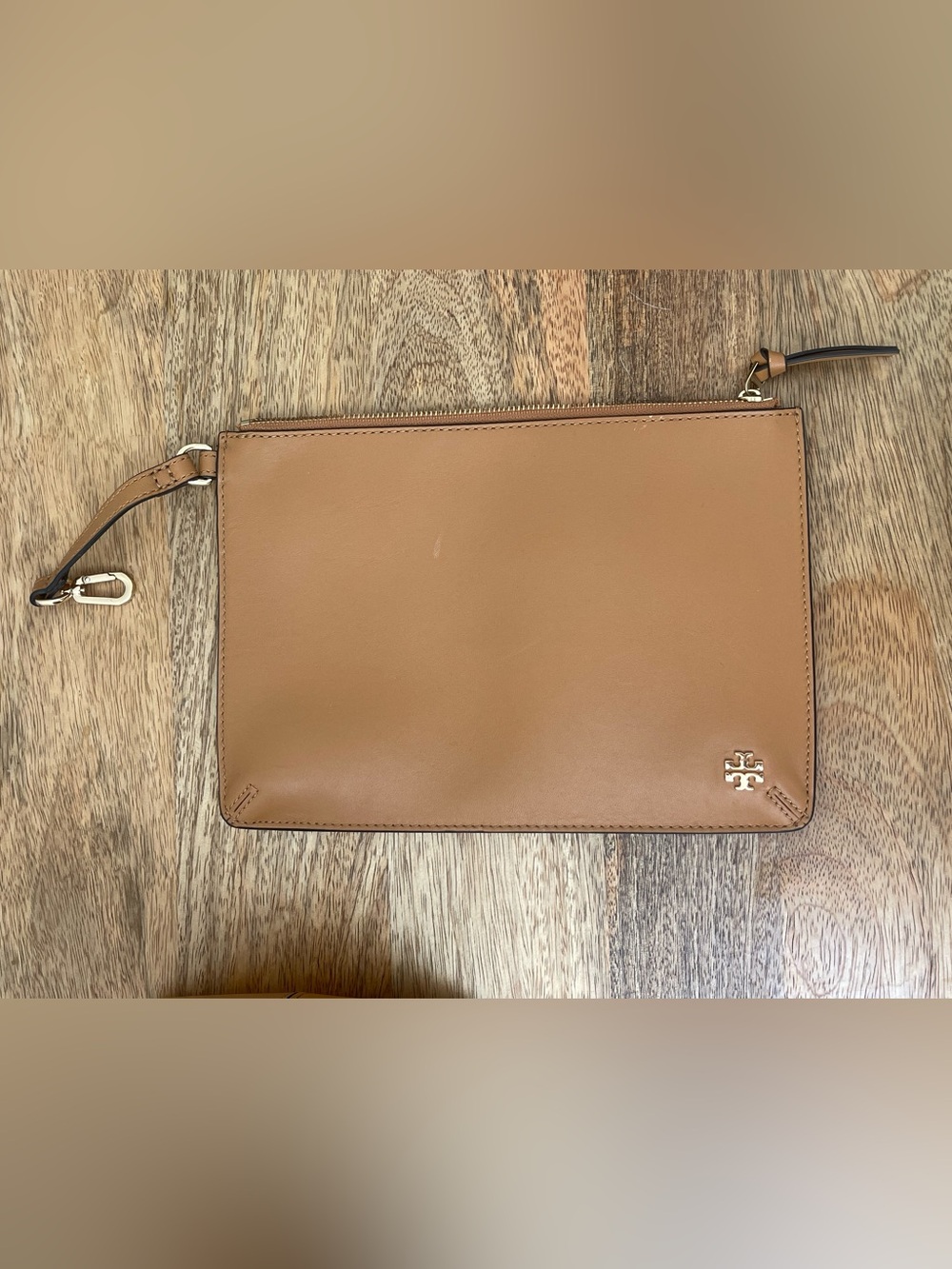 Tory Burch Cognac Leather Tote with Zip Pouch - Picture 12 of 14